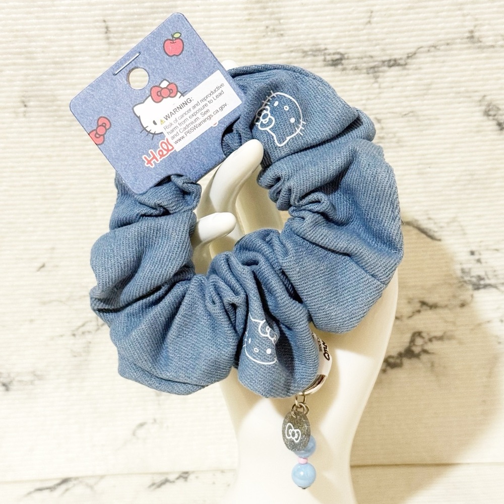 Hello Kitty Blue Denim Scrunchie with Charm